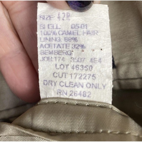 Roundtree & York Mens Blazer 42R Beige 100% Camel Hair Sport Coat Lined Jacket - Picture 4 of 12